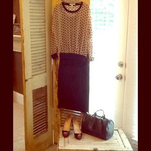Cream and black polka dot dressy top. Forever 21