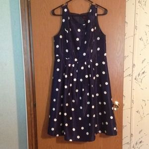 Navy Blue Polkadot Dress