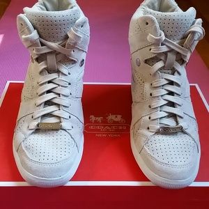*COACH* Alexis Suede Wedge Sneaker in Chalk!