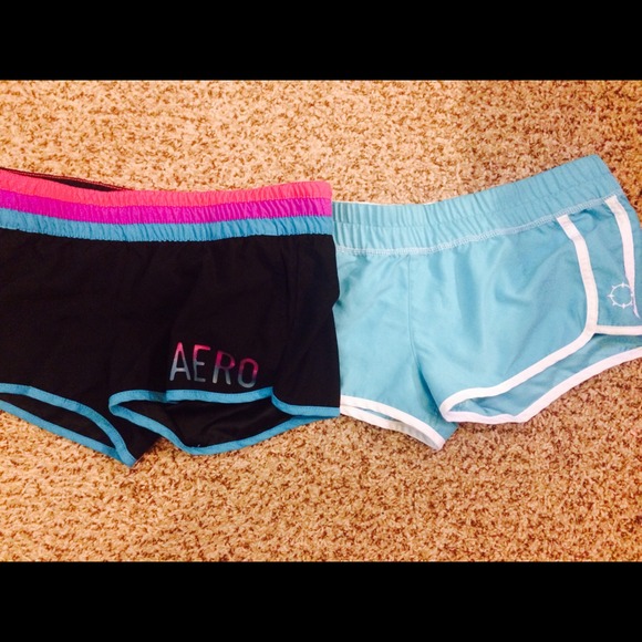 Blue zumiez and black Aeropostale swim shorts