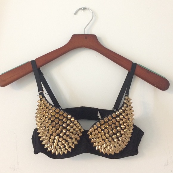 Gold spike bra