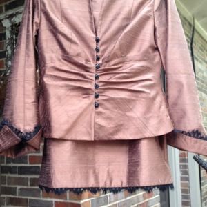 Stunning silk suit with gorgeous lace detail