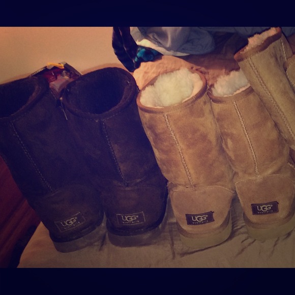 Ugg boots 45 on tan and 55 on brown.