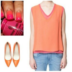 Zara Orange & Pink Top