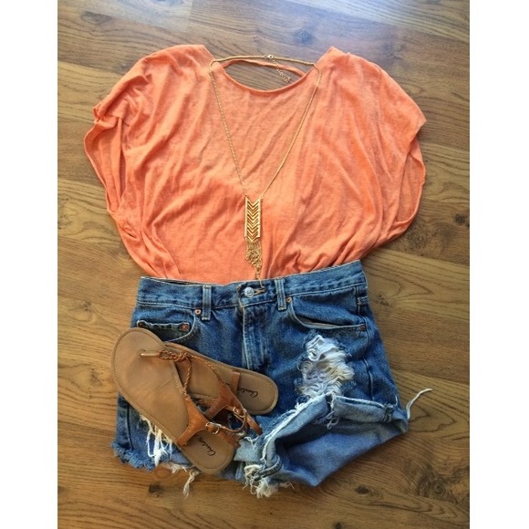 Tangerine open-back shirt
