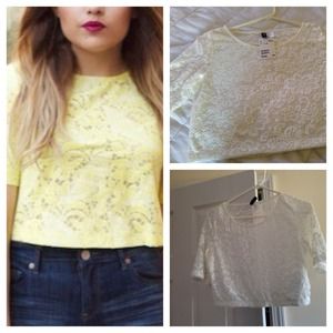 White lace crop top