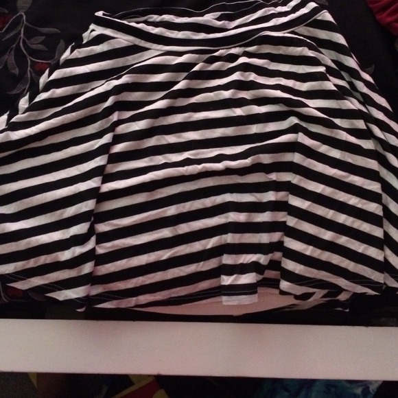 Black and White Striped Skirt