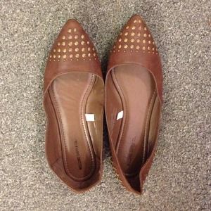 Worn ONCE Mossimo brown studded flats