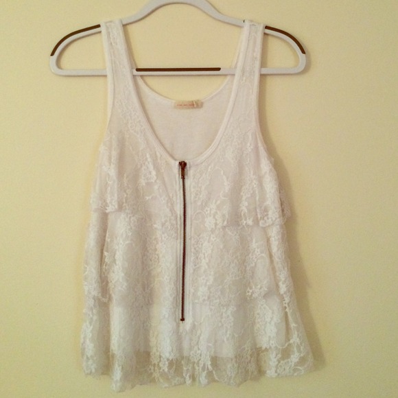 Urban Outfitters white lace tank top with zipper