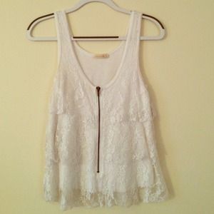 Urban Outfitters white lace tank top with zipper