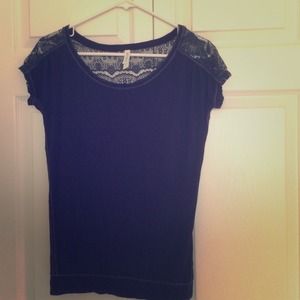 Navy blue lace yoke shirt from Aeropostale