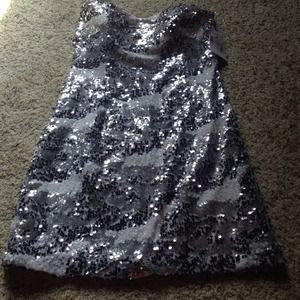 Silver and white sequence dress