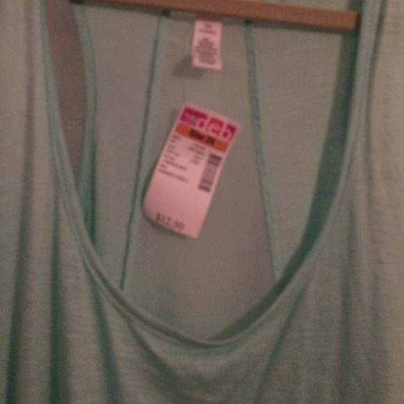 Mint green tank with sheer back. 3x plus size - Picture 2 of 3