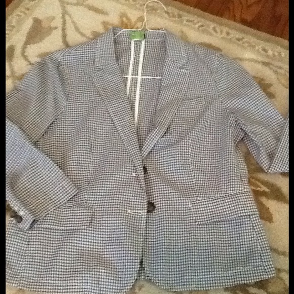JCrew blue gingham lightweight blazer