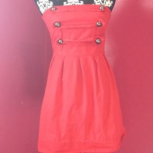 Red strapless dress