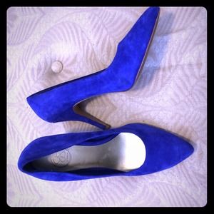 Dark blue suede heels