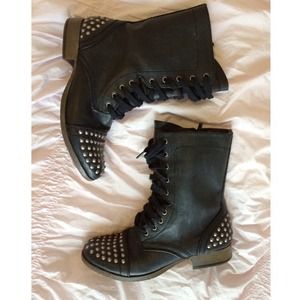 Black spike combat boots