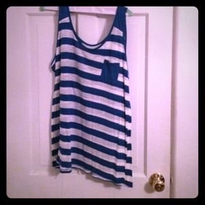Stripped blue and white tank. 1x. Plus size