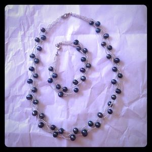 Blue necklace + bracelet!