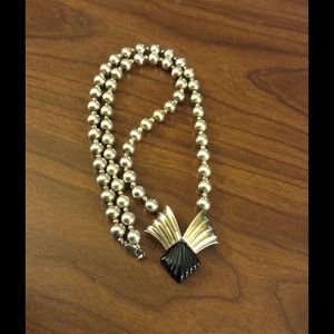 Sterling silver bead necklace with silver pendant