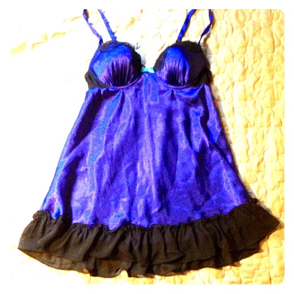 Blue and black silk lingerie