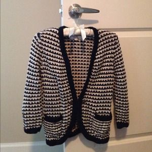 Petite Navy & White Cardigan