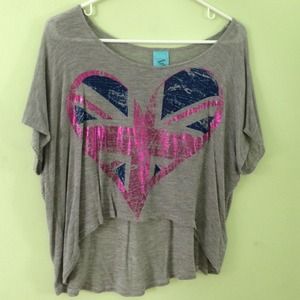 English Flag Heart Flowy Shirt