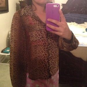 Wet seal cheetah print button up