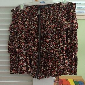 Ditsy Floral Print Zipper Front Skirt
