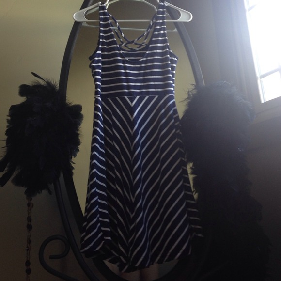 Navy blue and white cross back.