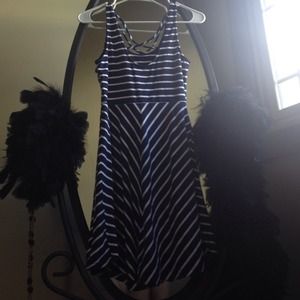 Navy blue and white cross back.