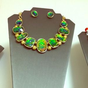 Multi colored stone necklace and earring set