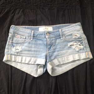 Hollister Light Wash Denim Shorts (folded)