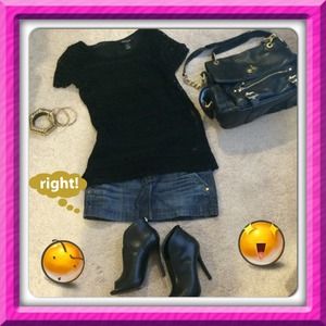 Short denim skirt with gold detail