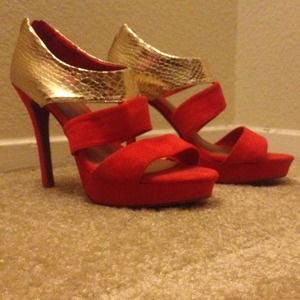 Orange with gold accent heels
