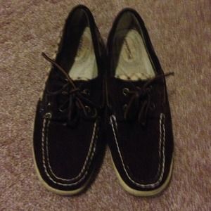 Brown leather sperry top sider