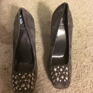 Gray rhinestone high heels