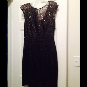 Black, Sequin, Kay Unger cocktail dress.