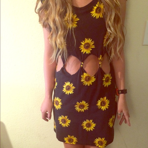 Kendall and Kylie Sunflower Cutout Dress