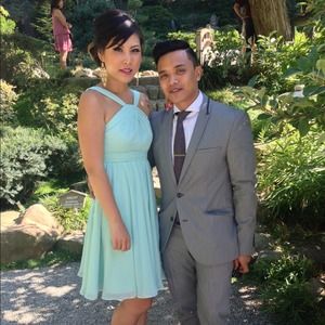 Mint blue bridesmaid dress