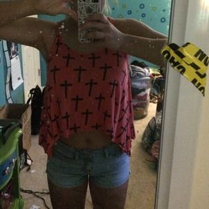 pink tank with crosses