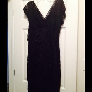 Black, lace and beaded cocktail dress