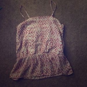 pink and white peplum top