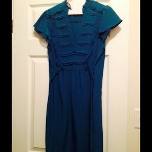 Teal, 100% silk dress