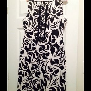 Black and white scroll dress.