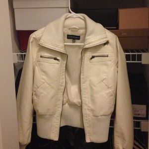Ambiance Apparel White faux leather moto jacket