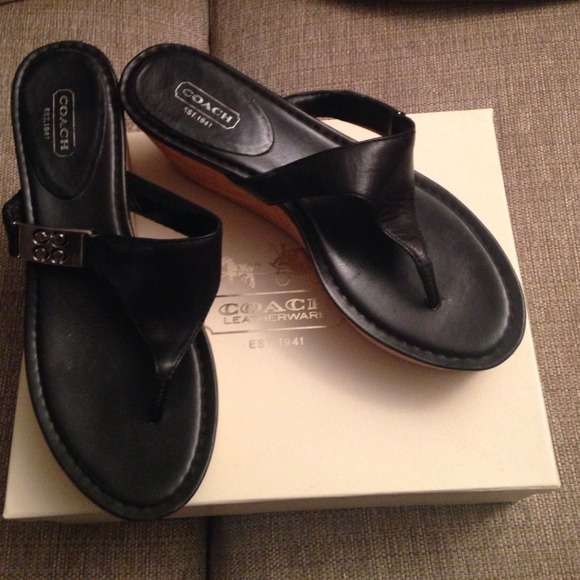 ✨SALE✨Black Coach Wedges