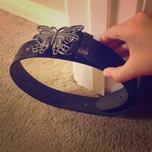 New Black leather butterfly belt