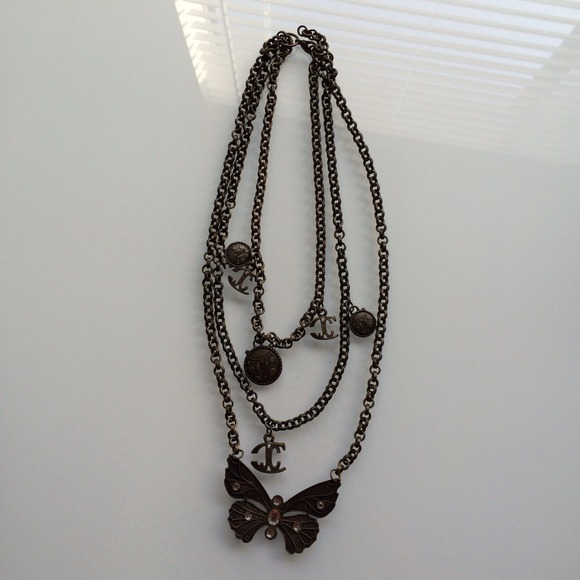 Just Cavalli Brass Butterfly Charm Necklace