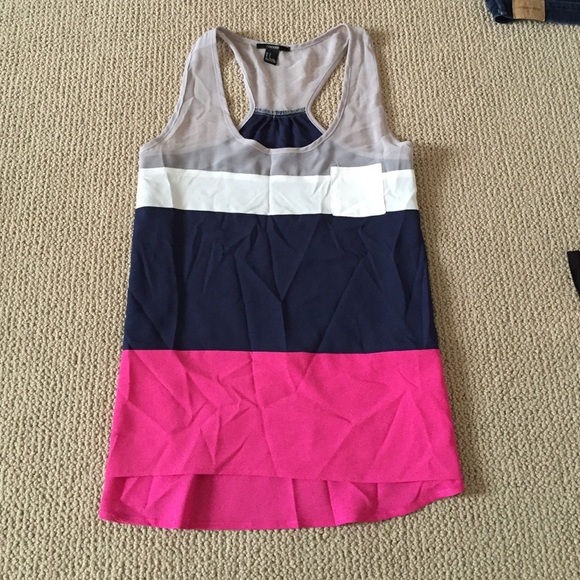 Striped formal razor back blouse